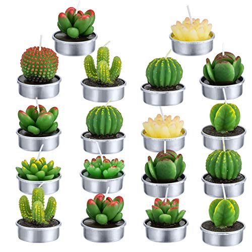 Cactus Tealight Candles(18 Pcs), Artificial Succulents Decorative Tea Light Candles,Perfect for Birthday Wedding Party Home Decor - color: 18 Pcs Cactus Candles
