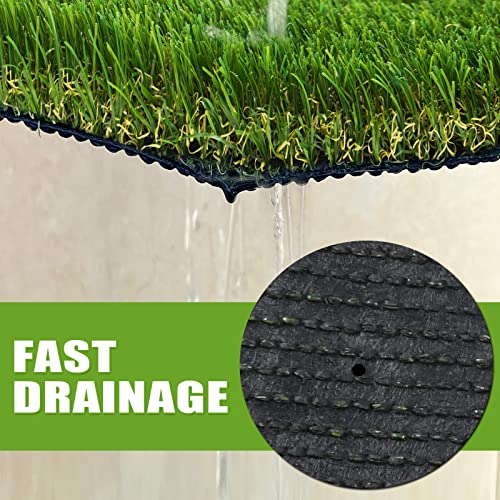 Premium Artificial Grass 3' x 15' Outdoor Rug, 1.38" Realistic Thick Turf for Garden, Yard, Fake Lawn, Dogs Synthetic Grass Mat, Rubber Backed with Drainage Holes, Customized Sizes - size: 3' x 15'