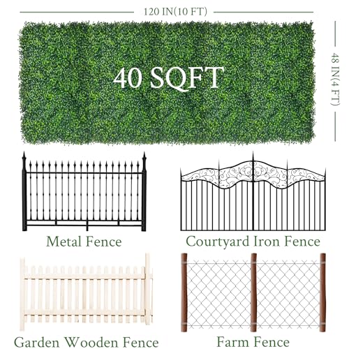 Artificial Ivy Privacy Fence Screen:48"x 120" (40 SQFT) 4-Layer Leaf UV-Anti Faux Greenery Boxwood Backdrop Ivy Vine Leaf Fence Panels for Outdoor, Indoor, Garden,Backyard and Decor - size: 48"x120" (1)