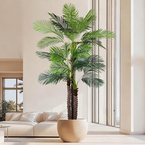 9FT Artificial Palm Tree - Tall Fake Palm Tree with 31 Lifelike Leaves & Realistic Trunk, 108" Large Faux Tropical Phoenix Palm Plant for Home Living Room Poolside Office Hotel Mall Decor - size: 9ft