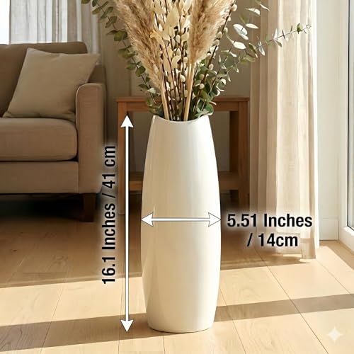 Large Ceramic Floor Vase, White 16" Tall Decorative Vase,Modern Home, Office, Living Room, Kitchen, Bedroom Decoration, Housewarming,Wedding, New Year Gift - color: Shape 1, size: 16 Inch