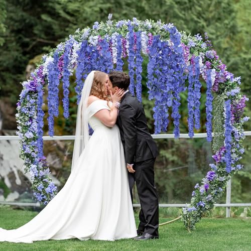 3PCS Royal Blue Wisteria Hanging Flowers, 5.25ft Artificial Wisteria Garland with 6 Branches Blue Hanging Flowers for Decoration, Wedding Arch, Party Backdrop, and Home Wall Decor - color: Royal Blue