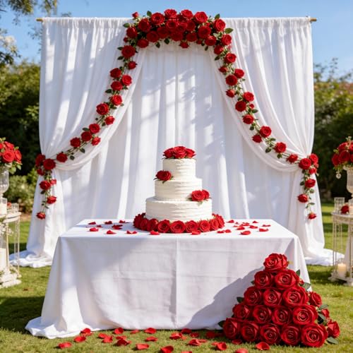 15PCS Artificial Flowers Fake Roses, Silk Artificial Red Roses with Stems Realistic Bouquets for Wedding Centerpiece Valentines Day Decorations Home Decor Party Crafts DIY - color: Red