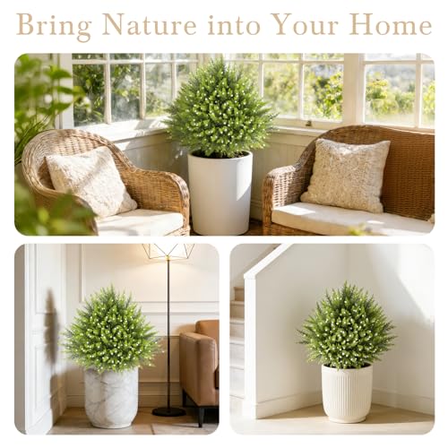 Artificial Ceder Topiary Trees, 24" UV Resistant Faux Plants Shrubs Bushes for Front Door Indoor Outdoor Home Decor - color: Green-berries