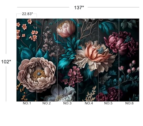 Cliouar-Peony Flowers Mural Wallpaper Peel and Stick 137" x 102"