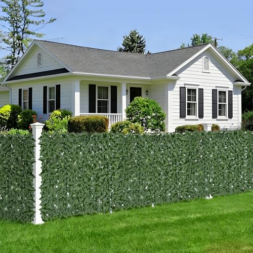 Artificial Ivy Fence Privacy Screen 120x40in UV-Anti Dense Faux Greenery Backdrop Fake Hedges Fence & Faux Ivy Vine Leaf Decoration for Patio Balcony Garden Wall Backyard Indoor Outdoor