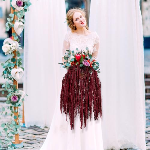 Suncalla 12 Pcs Red Spring Natural Dried Amaranthus Hanging Flowers Amaranthus Artificial Flowers for Wedding Arch Bouquet Floral Garland Wall Home Decoration (23 Inch) - color: Red