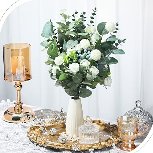 Giegxin 90 Pcs 3 Kinds Mixed Artificial Eucalyptus Leaves Stems Bulk Silver Dollar Leaves Picks Dried Eucalyptus Bundle Faux Spray for Wedding Vase Bouquet Floral Arrangement (Green) - color: Green