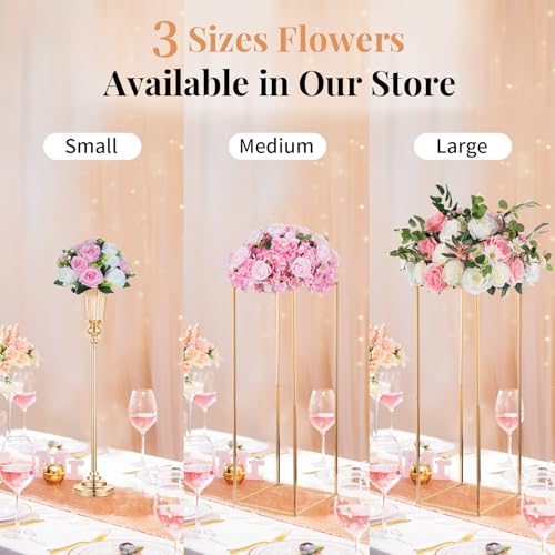 NUPTIO Flower Centerpieces for Wedding Tables: Pink & White Artificial Flower Ball Arrangement for Weddings Party - 2 Pcs Fake Floral Rose for Birthday Bridal Shower Decorations - color: Pink & White, size: 2 Pcs