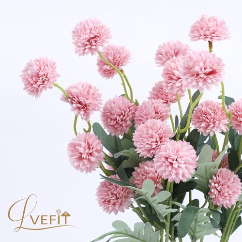LVEFIT 10 Pcs Blush Kiku Flower Fake Mums Long Stem Flowers,Faux Kiku Flower Bulk,Silk Flowers Mini Chrysanthemum Floral Arrangements,Artificial Flowers Chrysanth Mini Fake Flower - color: Blush