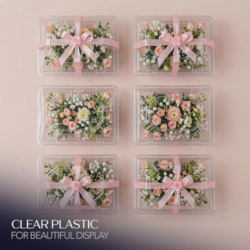 Royal Imports 50 Pack Clear Plastic Flower Box for Corsage, Boutonniere, Rose, Orchid Prom Wedding Craft Container 6x5x4