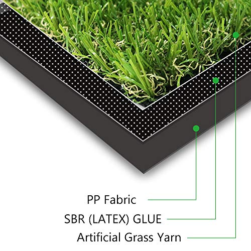 Fas Home Artificial Grass Turf 7FTX20FT,0.8" Pile Height Realistic Synthetic Grass, Drainage Holes Indoor Outdoor Faux Grass Astro Rug Carpet for Pet Dog Garden Backyard Balcony - color: 7FT, size: 7FTX20FT