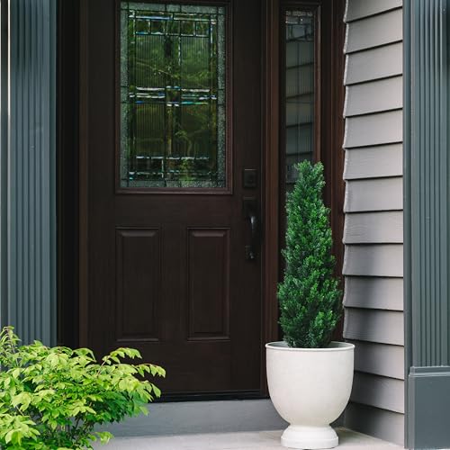 TRESIL Set of 2 Pre-Potted 4 Feet Faux Cedar Tree, Lifelike UV Protected Front Door Decor, Porch, Garden, Entryway Topiary, Indoor/Outdoor Use - Ready to Display - size: 4Ft-2Pack