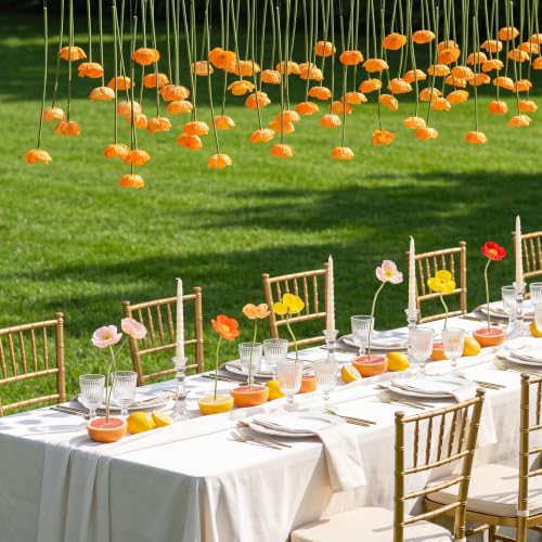 12 Pack 5 ft Artificial Poppy Flowers Hanging Garland Decorations Orange Poppy from Ceiling Dangling Faux Floral Vine Strings with Hook for Wall Ceiling Wedding Home Decor - color: Orange