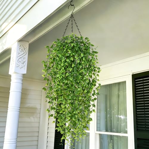 Waipfaru 4Pcs Artificial Hanging Plants, Fake Vines Boston Ivy Fake Hanging Plants for Outdoors UV Resistant Ivy Artificial Plants Faux Plants Indoor Living Room Boho Wall Porch Shelf Decor - color: Boston Ivy, size: 4Pcs Plants