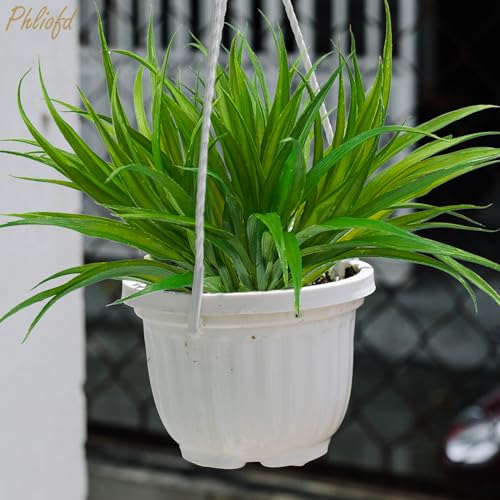 16Pcs Artificial Grass Fake Plants 17.3in 16 Leaves Outdoor Fake Grass UV Resistant Greenery Plastic Plants for Home Window Garden Patio Hanging Planter Pathway Front Porch Décor Green - color: Green, size: 16 Pcs