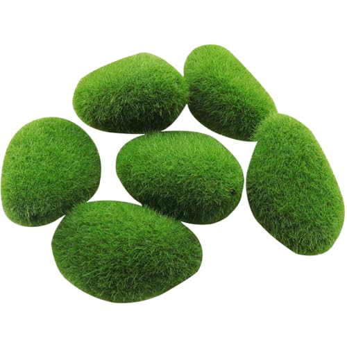 DGZZI 12PCS Artificial Moss Rocks Stone Shooting Prop Decoration Bonsai Plant Plush Small Stone for Flower Arrangement Fairytale Garden Glass Container Crafts