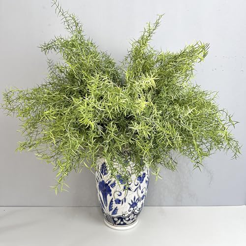 2Pcs Faux Asparagus Fern Bush 26In Large Artificial Radix Asparagi Fern Greenery Plants Home Decor Kitchen Garden Patio Balcony Decor