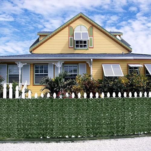 Faux Ivy Privacy Fence Screen 36PCS 20 x 20 Inch Artificial Faux Ivy Hedge Expandable Faux Privacy Fence with 100 pcs Zip Ties Decoration for Wall Screen, Outdoor Garden Wedding (354.3x40 inches) - size: 360x40 inches