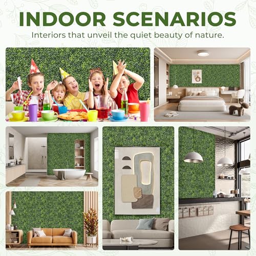 Artificial Grass Wall Panel Screen: 20"x20" 24P (67 sqft) UV-Anti Faux Boxwood Panels for Indoor Outdoor Green Wall Decor, Privacy Fence, Patio, Balcony, Party Backdrop - size: 20"x20" 24P