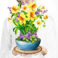 Airpark Pop Up Flower Bouquet Card for Women, 3D Floral Greeting Card with Envelope and Note, Birthday Thank You Thinking of You Get Well Gift for Mom Friend Wife Teacher, Daffodil - style: Daffodils & Lilacs