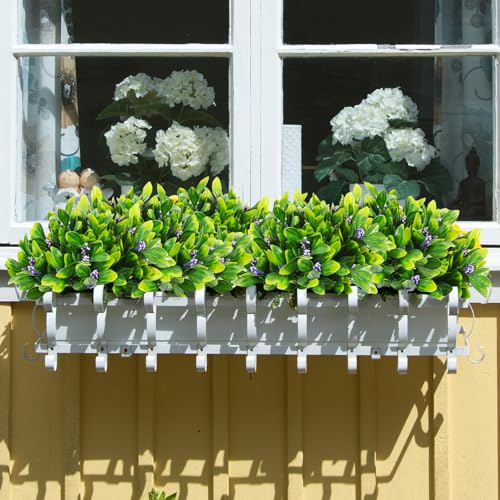 SJL Artificial Flowers for Spring Realistic Fake Plants with Greenery Stems, UV Resistant Plants Plastic Floral Arrangement for Outside Window Box Front Porch Hanging Planter Home Decoration(Purple) - color: Bundle Purple Gladiolus