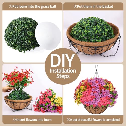 Artificial Hanging Flower for Outdoors, Fake Hanging Basket for Outside,1 Hanging Basket with 13 Pcs Faux Silk Flowers for Porch, Balcony and Patio Decor(Mixed) - color: Mixed, size: Hanging Artificial Flower(1 Pcs)