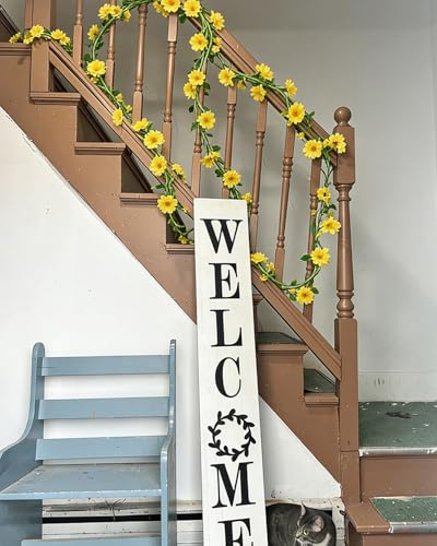 6.5Ft Spring Flower Garland Artificial Wildflower Vines for Bedroom, Cute Yellow Fake Hanging Flower Vines Floral Garland Decorations for Wedding Party Wall Room Backdrop Decor Aesthetic - color: Yellow