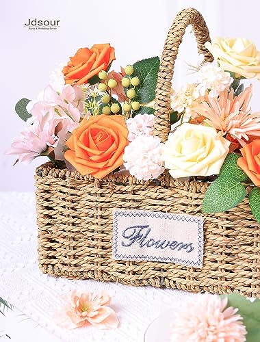 50pcs Artificial Flower，Real Touch Foam Roses w/Stem DIY for Wedding Bouquet Centerpieces Party Shower Home Decor-Yellow Orange - color: Yellow Orange