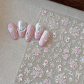 Pink Flower Nail Stickers Spring 5D Floral Nail Decals 1PCS Embossed Flowers Bouquet Bow Design Summer Adhesive Decals Nail Art Supplies for Women Manicure Decor - style: Style1-Pink Flower