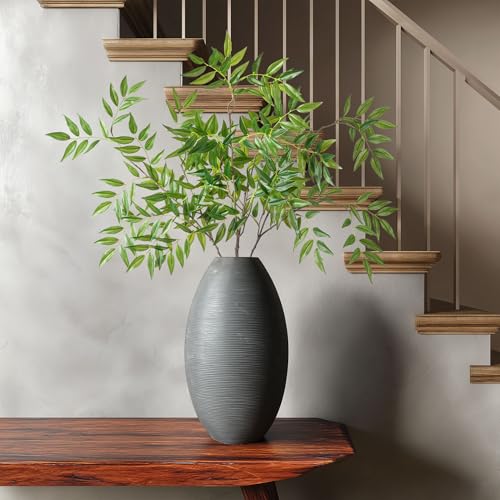 Fake Plants 32.3In Faux Bamboo Leaves Stems Artificial Greenery Stems Artificial Branches for Vase Faux Branches for Vase Fake Green Plants Suitable for DIY Home Office Dining Room Decor 4PCS - color: Green-zyj4