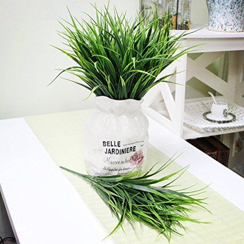 CATTREE Artificial Shrubs Bushes, Plastic Wheat Grass Green Leaves Fake Plants Wedding Indoor Outdoor Home Garden Verandah Kitchen Office Table Centerpieces Arrangements Christmas Decoration 4 pcs - color: Wheat Grass-4 Pcs
