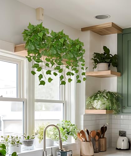 24" Artificial Hanging Plant Ivy Vine Green Plants Decorative Artificial Plants Fake Hanging Plants for Window Wall Decorations - color: Ivy, size: 24-inch