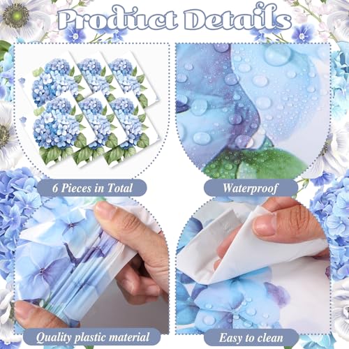 Boao 6 Pcs Plastic Hydrangea Table Runner 14 x 108 Inch Spring Floral Table Runner Watercolor Flower Butterfly Decoration for Women Spring Wedding Bridal Shower Easter Birthday Party Supplies - color: Blue, style: Hydrangea