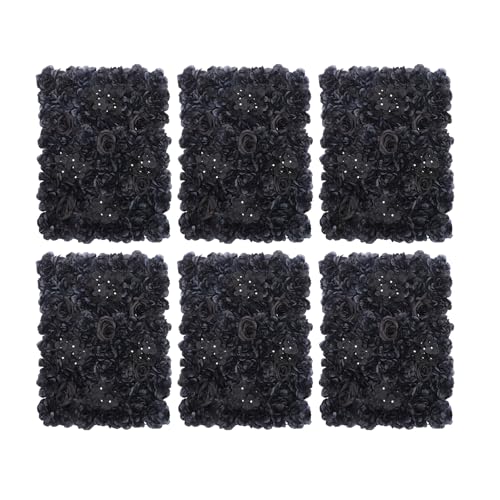 Black Flower Wall Panel,6pcs 23.62" X 15.75" Black Rose Panel Artificial Hydrangeas Flowers Panel Silk Fabric Wall Mat For Halloween Thanksgiving Photography Home Wedding Party Event Wall Decor - color: Black Roses, size: 6 pieces