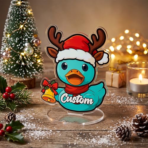 Custom Duck Acrylic Standee Personalized Name & Costume Funny Duck Desktop Christmas Village Signs, Duck Decor Gift for Christmas Decorations (Christmas Duck) - color: Christmas Duck