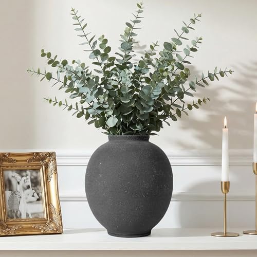 Black Ceramic Large Vase - 9.84 Inch Round Modern Ceramic Vases,Tall Vase for Decor Living Room Table Decor and Festive Home Interiors - size: 9.84Inch