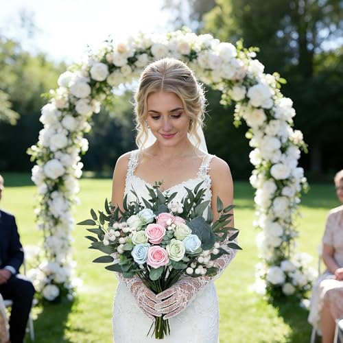 60 Pcs Mixed Artificial Eucalyptus Leaves Stems Bulk, 5Kinds Fake Greenery Silver Dollar Leaves Dried Eucalyptus Bundle with White Seeds Berry for DIY Bouquets Floral Arrangement Wedding Vase