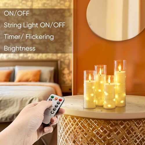 Homemory Ivory Flameless LED Candles with Remote Control & Timer, Battery Operated Star Lights, Fake Candles, Star Lights Set of 5 for Wedding Decor - color: White-5pcs, size: 5pcs, D2.2"x H5"5"6"7"8"