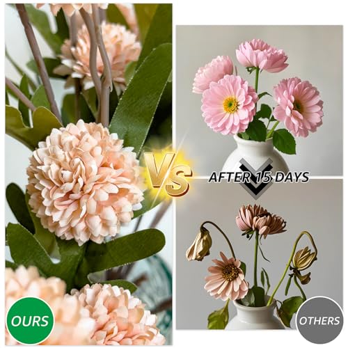 Fake Flowers, 10 Pack Bundles 50 Blossoms Artificial Flowers Perfect for Living Room Decor, Elegant Table Centerpieces & Modern Room Decor Aesthetic, Pink - color: Pink