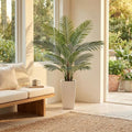 Garvee 5FT Artificial Palm Tree, Tall Faux Tropical Areca Plants with White Tall Planter, Fake Potted Tree with Lifelike Leaves for Indoor Living Room Bedroom Home Office Decor