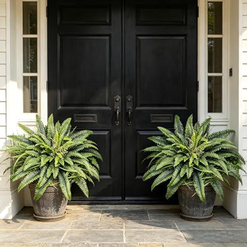 45" Fake Ferns Artificial Plants Large, Artificial Ferns for Outdoors and Indoors, 63 Fronds Faux Fern Greenery Suitable for Planter Hanging Garden Porch Office Decor - color: Dark Green, size: 45inch