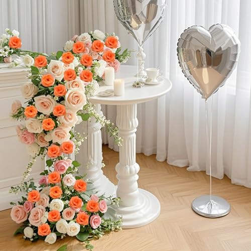 Rose Artificial Flowers, 50Pcs Orange Roses Head Flowers Bulk with Stem, 3 Inches Silk Rose Fake Flower Head for Wedding Party Home Decor DIY Baby Shower Centerpieces Tables Decoration(Deep Orange) - color: Deep Orange