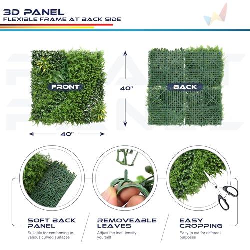 Windscreen4less 1 PC 40"x40" Artificial Boxwood Panels Faux Plant Grass Green Wall Panel Decoration for Outdoor Indoor Garden Backyard (Style 3) - color: 3d Panel Style 3, size: 40"x40"