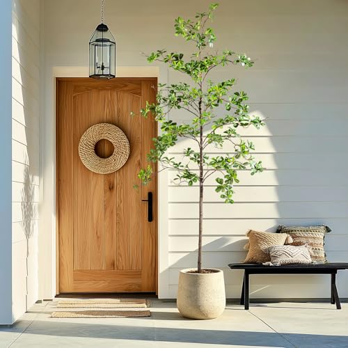 Erimda Faux Black Olive Tree 7ft, Faux Plants Indoor Large Tall Tree Artificial Shady Lady Tree with Natural Wood Trunk & Realistic Leaves, Fake Olive Plant for Home Office Indoor Decor - color: Green, size: 7ft