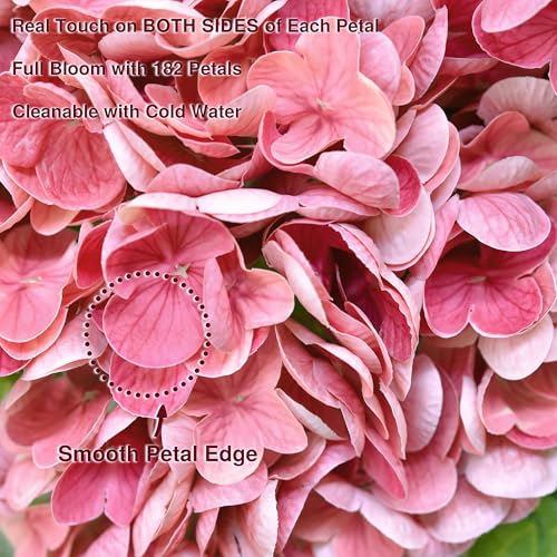 FiveSeasonStuff Real Touch Silk (Magenta Pink) Hydrangea Flowers, 2 Large Long Stem Artificial Flowers for Floral Arrangements - color: Magenta Pink (2 Stems)