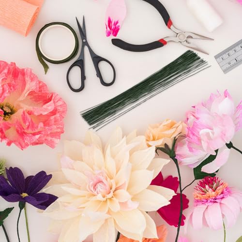 PATIKIL 22 Gauge 14" Floral Stem Wire, 50 Pcs Paper Wrapped Iron Artificial Flower Stem Accessories for DIY Bouquet Stem and Craft Decoration, Dark Green - color: Dark Green