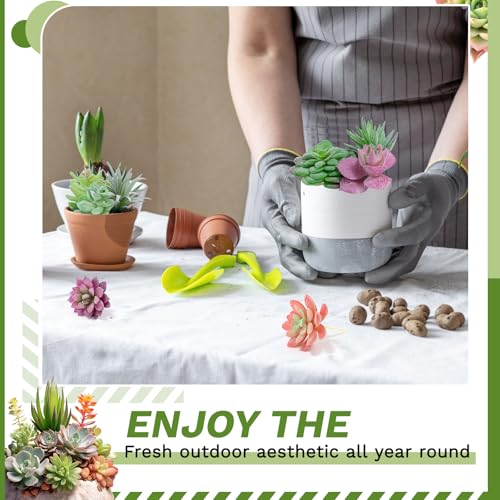 12 Pack Realistic Flocked Artificial Succulents, Faux Plastic Succulents Mini Fake Plants for DIY Craft, Home Decor, Garden & Office Floral Arrangements (Unpotted, PVC, Lifelike Details)