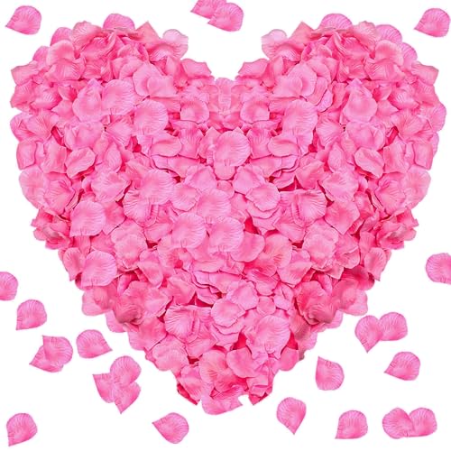 Pyrrhiax 1000Pieces Rose Petals, Artificial Flower Petals Fake Rose Petals for Romantic Night,Wedding,Proposal Anniversary Flower Decorations (Deep Pink) - color: Deep Pink, size: 1000pcs