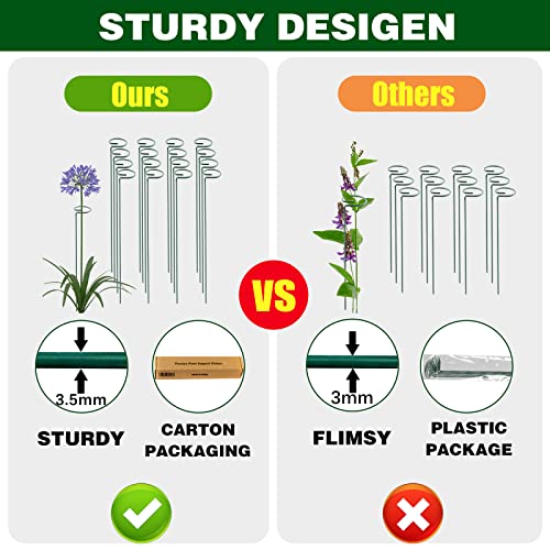 Thealyn 24 Inch 20 Packs Plant Support Stakes, Garden Single stemmed Plant Support Hoops Plant Prop for Flowers Orchid Tomatoes Peony Lily Rose Gladiolus (24 inch) - color: 24 inch-Green